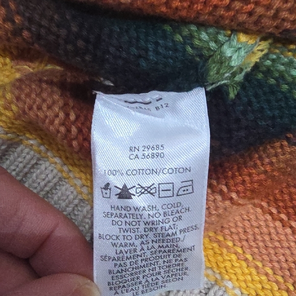 Pendleton Beige 100% Cotton Cardigan with Multicolor Stripes - Picture 4 of 5